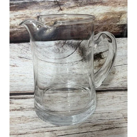 Vintage Beer Pitcher 6” Glass Clear - Picture 1 of 8